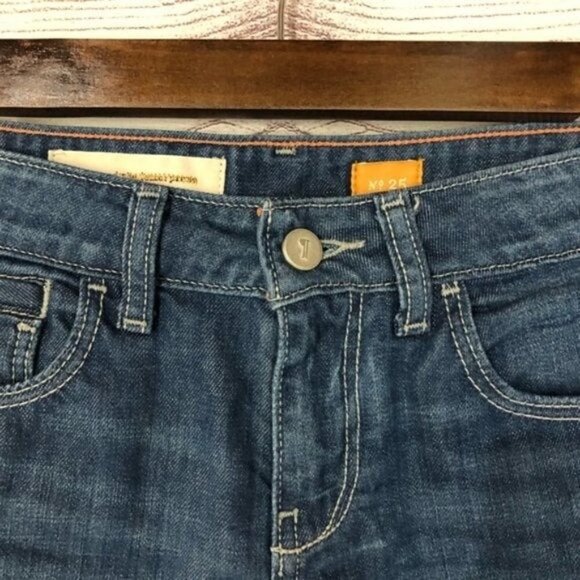 Anthropologie Pilcro Dark Blue Stet Rolled Cuff Denim Shorts 25 - Picture 4 of 5